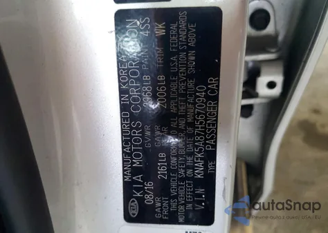 2017 Kia Forte Lx z USA, uszkodzony, nr VIN KNAFK5A87H5670940